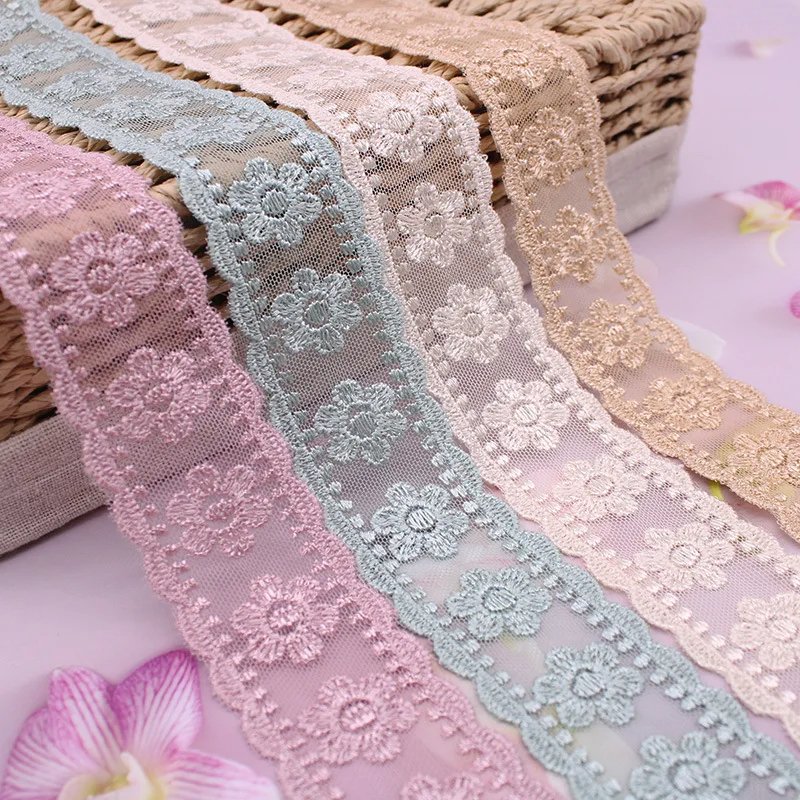 Wrapping DIY Scrapbooking Party Decoration Crafts Colorful Lace Ribbon Floral Trim Sewing Crafting Lace Ribbon for Gift