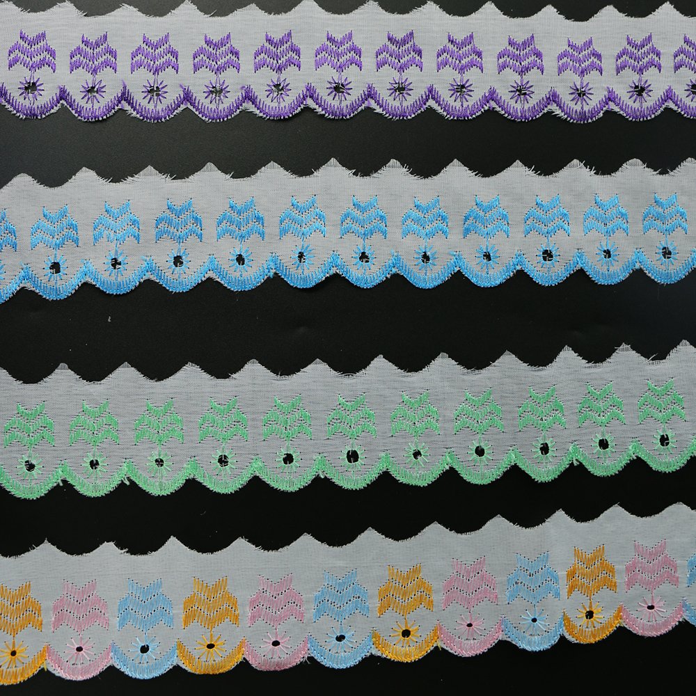Wholesale Cheap Polyester/Cotton Embroidery Scallop Lace Eyelet Lace Trim for Sewing