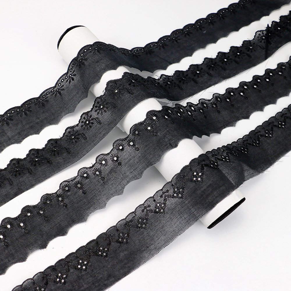 Wholesale Cheap Polyester/Cotton Embroidery Scallop Lace Eyelet Lace Trim for Sewing