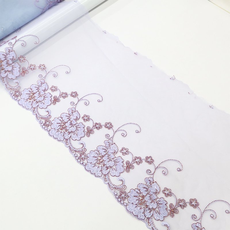 OEM Embroidery Pattern Metal Embroidery Thread Trench Edge Underwear lace trim