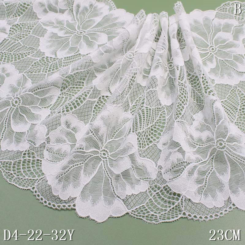 2023 new classic design soft beige stretch lace trim for dress hollowed elastic lace