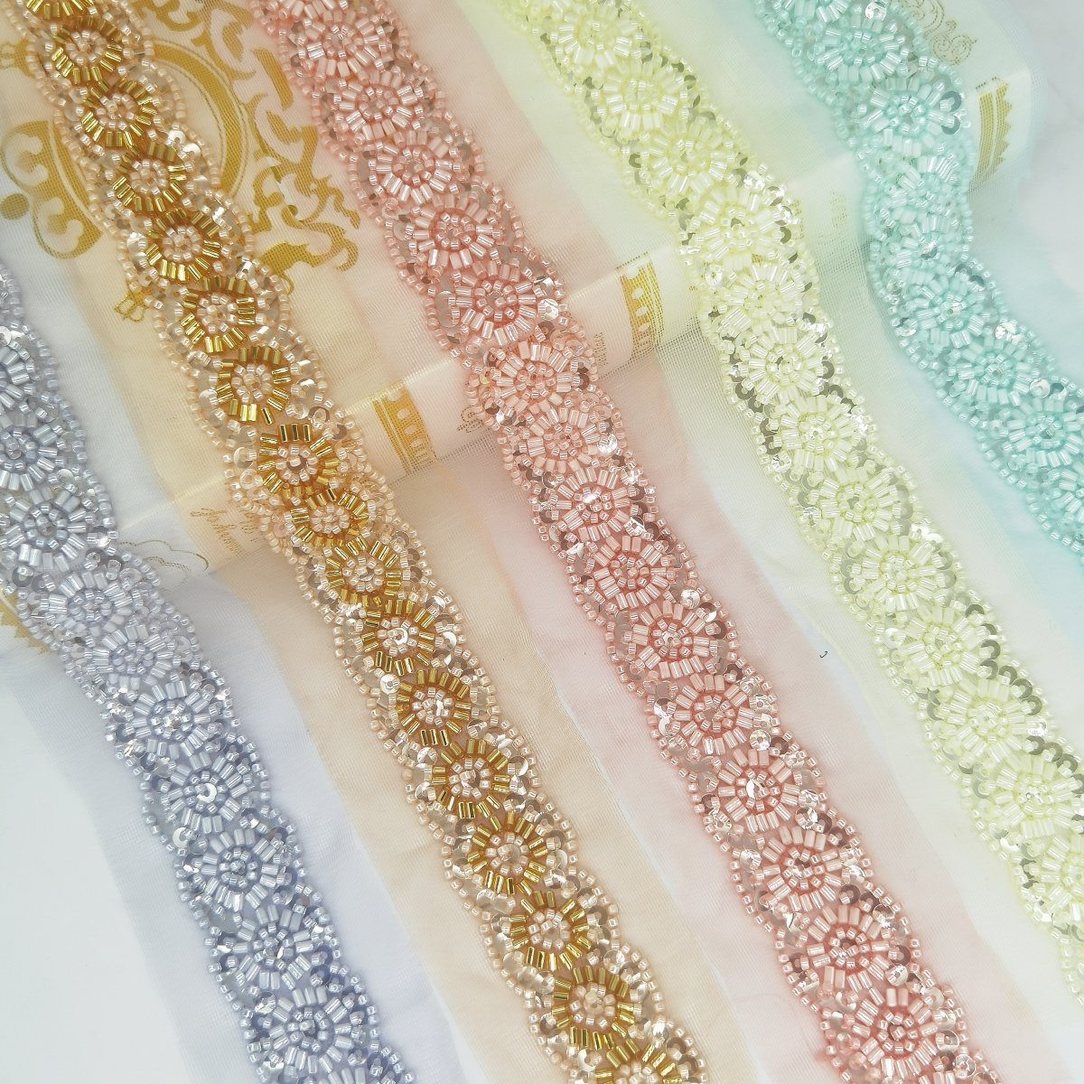 5.5 cm Bridal Gauze Hat Clothing Accessories Multi color White Beads with Sparkling Black Lace Trimming
