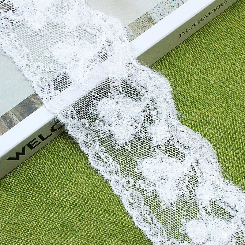luxury clothing lace trim embroidered fabrics white sequins lace