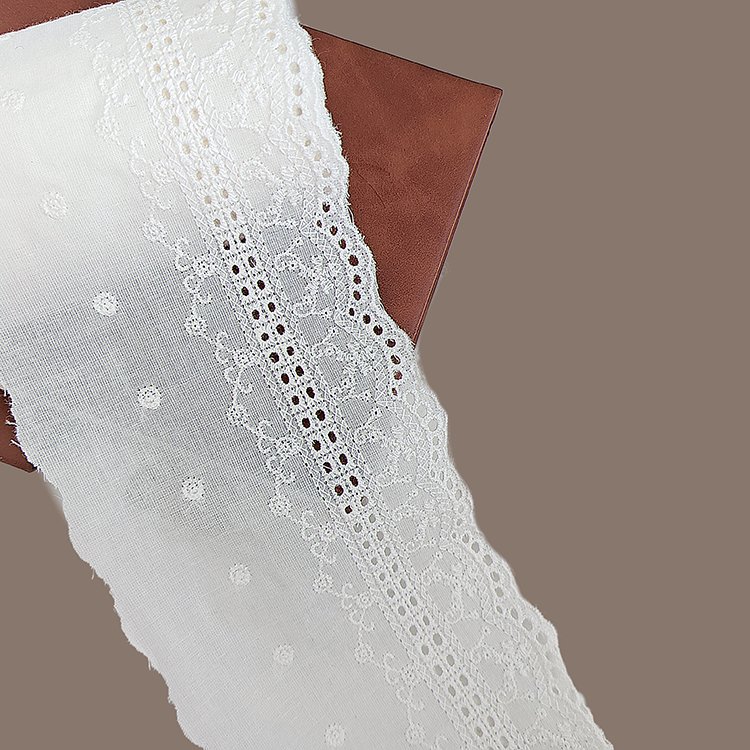 Free Sample 100% cotton lace embroidery for dresses, curtains, lingerie, children's decorative trims