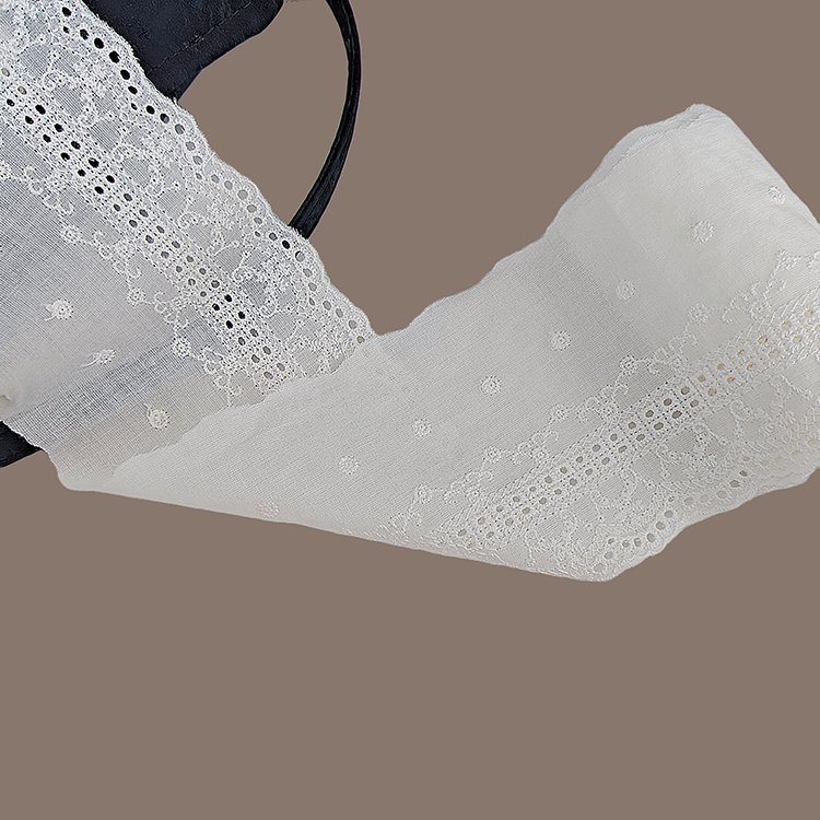 Free Sample 100% cotton lace embroidery for dresses, curtains, lingerie, children's decorative trims
