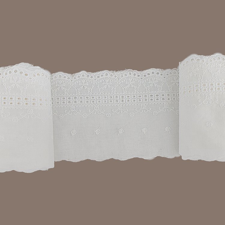 Free Sample 100% cotton lace embroidery for dresses, curtains, lingerie, children's decorative trims