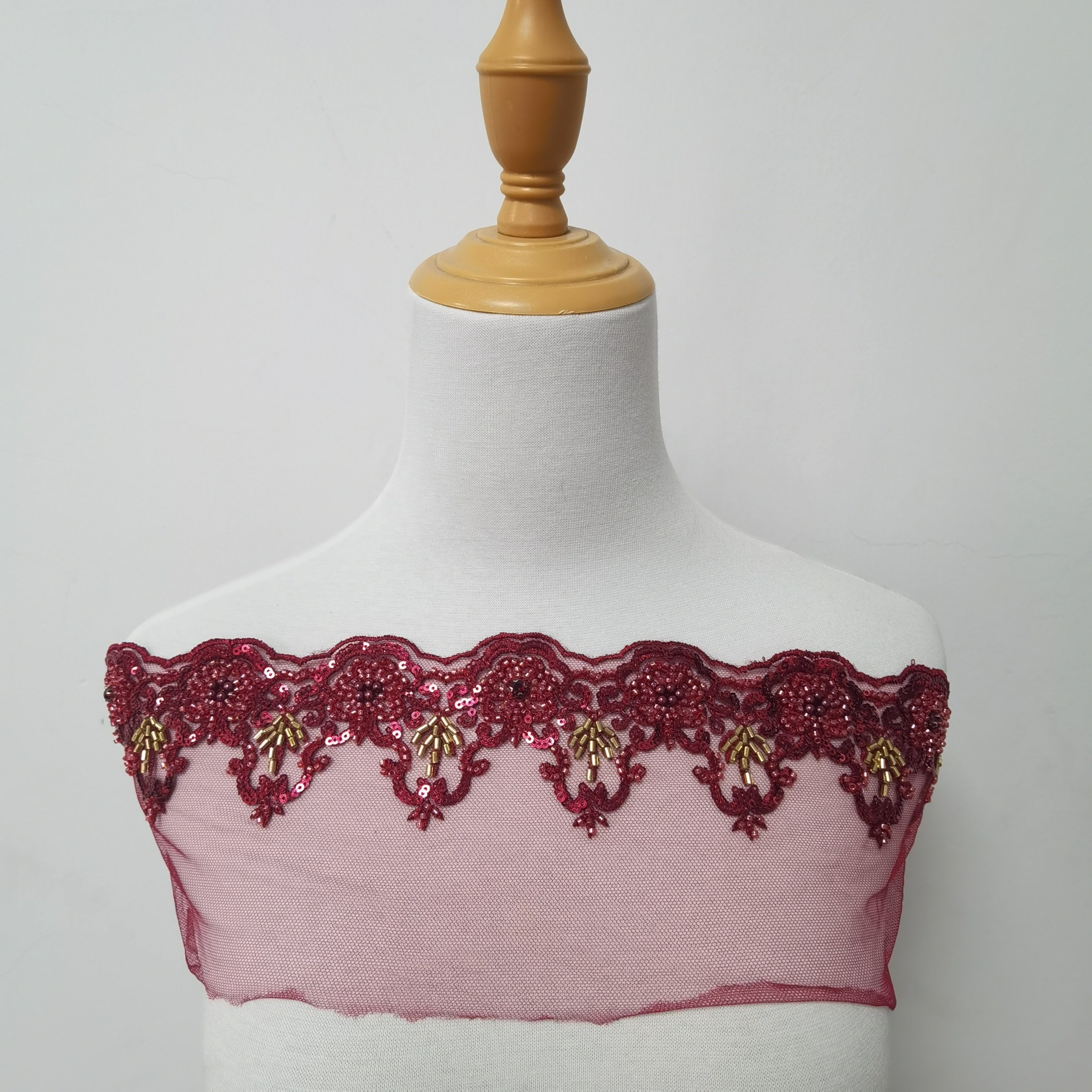 oem wholesale price sequin and bead fabric appliques and trimmings rhinestone trim for dress