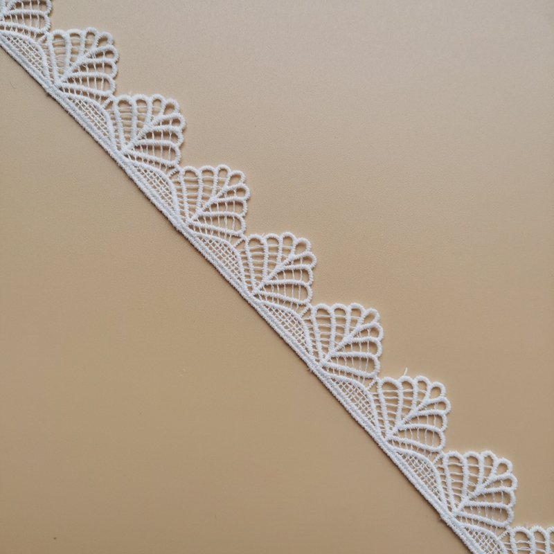 Free Sample White Border Guipure Lace Ribbon Polyester 2.5cm Width Milk Silk Embroidery Lace Trim For Clothing