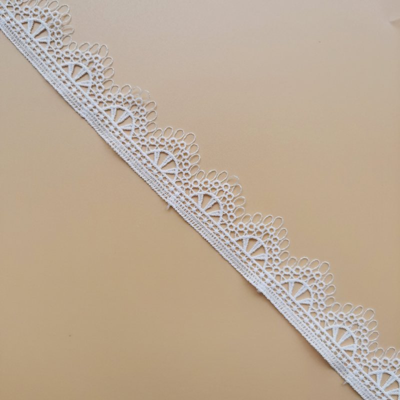 Free Sample White Border Guipure Lace Ribbon Polyester 2.5cm Width Milk Silk Embroidery Lace Trim For Clothing
