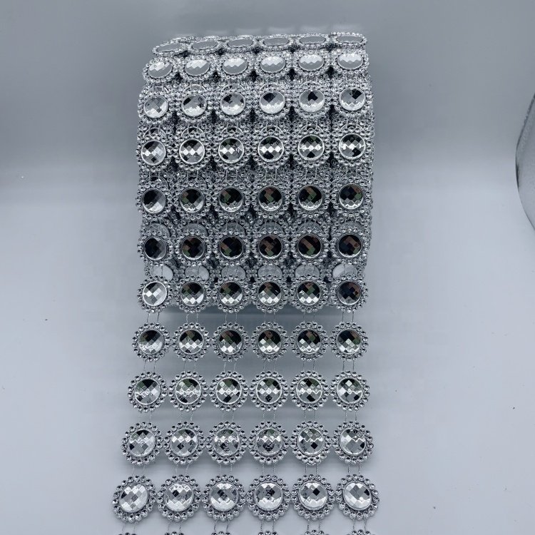 10 Rows Plastic Rolls bling bling decorative Rhinestone Trimming banding For Wedding table decoration