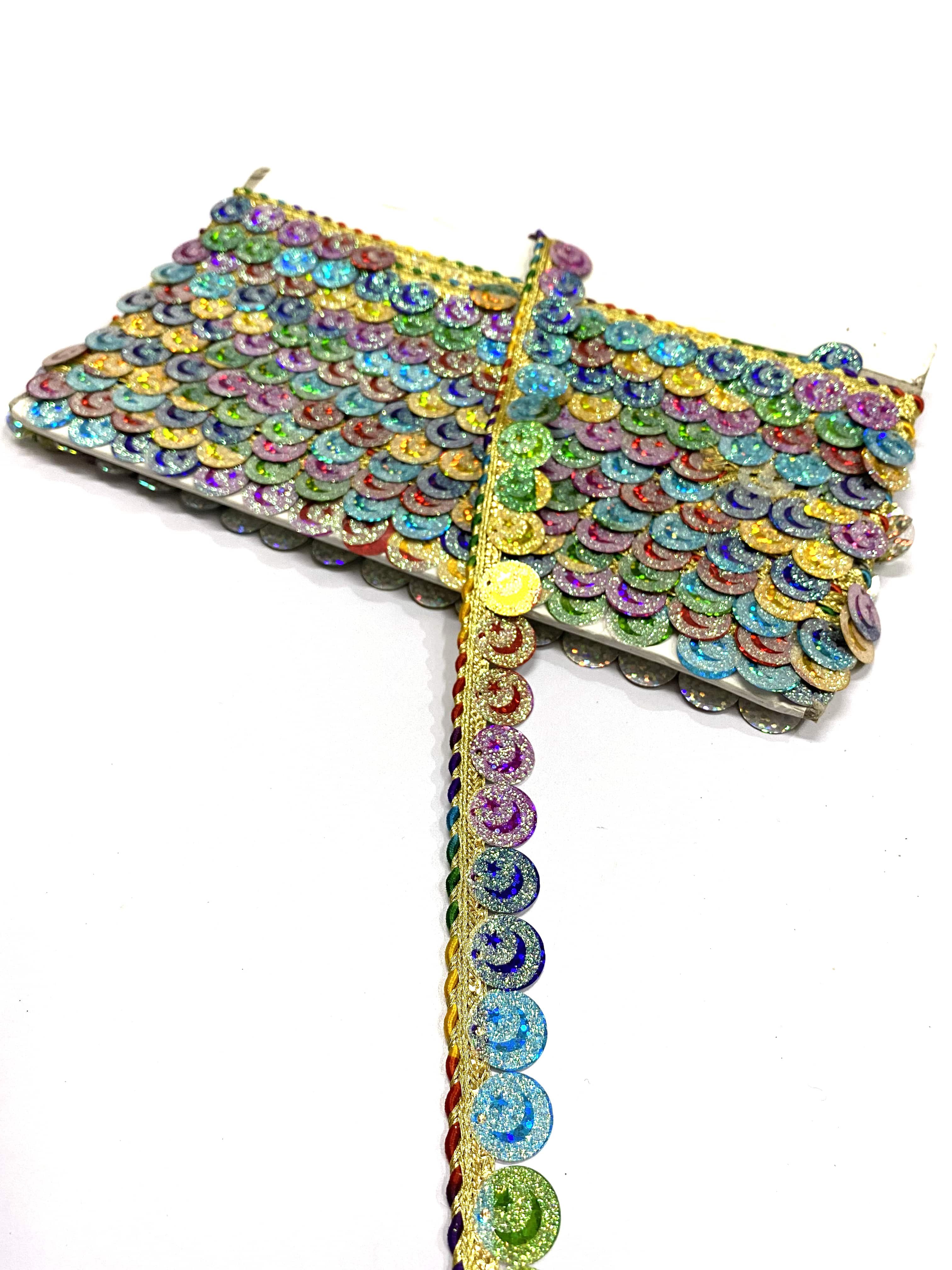 Sequin Multi Color Embroidery Lace Trim For Women's Garments Gown Decorations And Chair Covers Deals In Wholesale