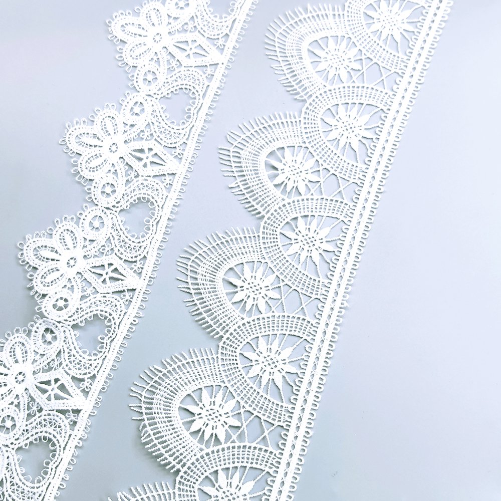 Geometric lace trim for bridal lace embellishment