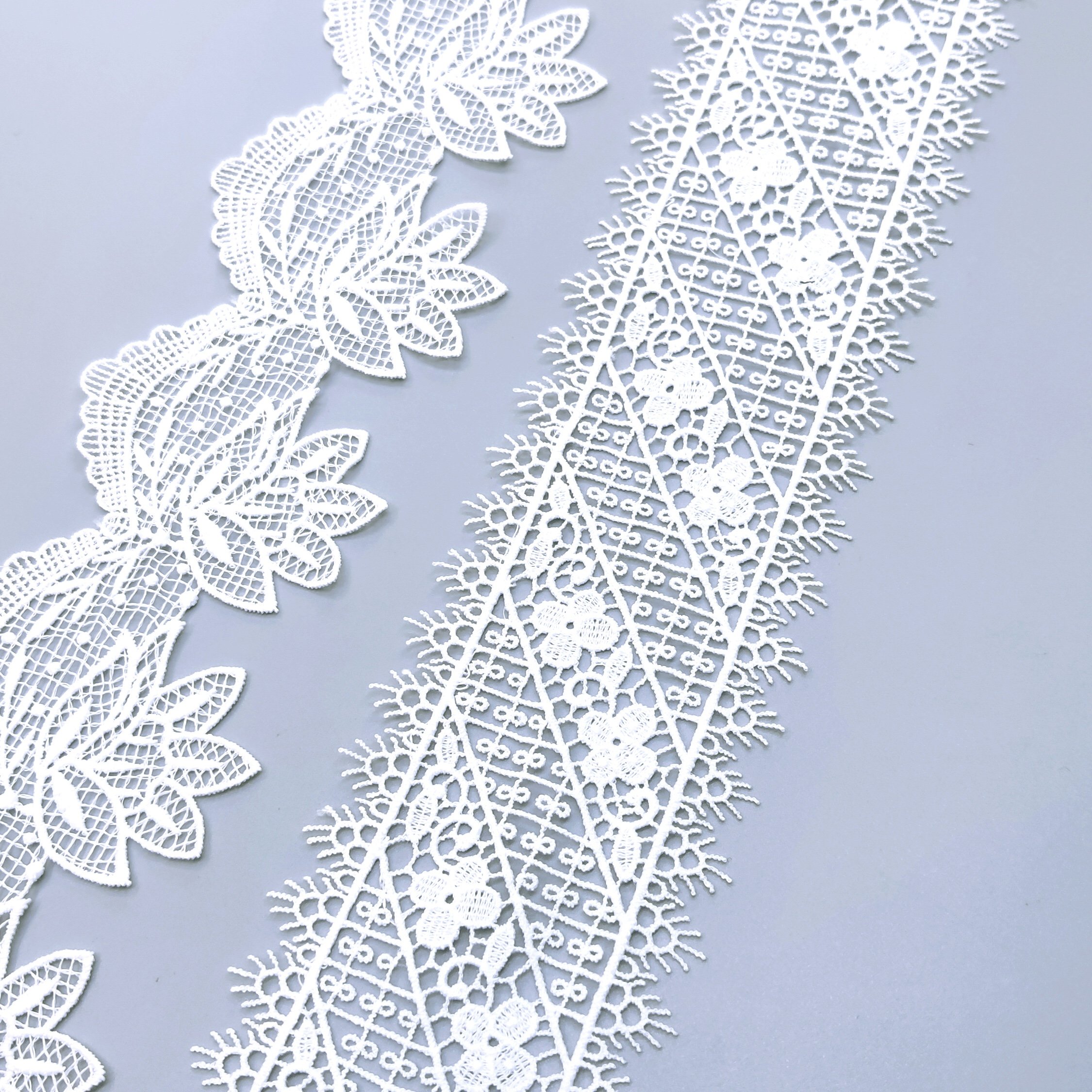 Geometric lace trim for bridal lace embellishment
