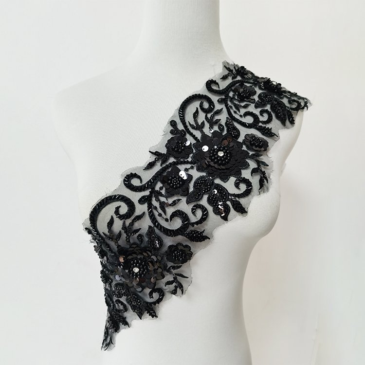wholesale price 3d flower lace embroidered fabric gold yellow sliver Beaded sequin trim for accessories cloth dress