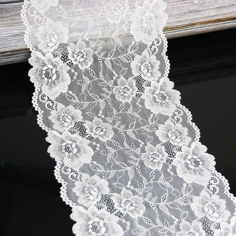 Soft Wide White Lace Fabric Sewing Lace Ribbon Trim Elastic Elastic Lace