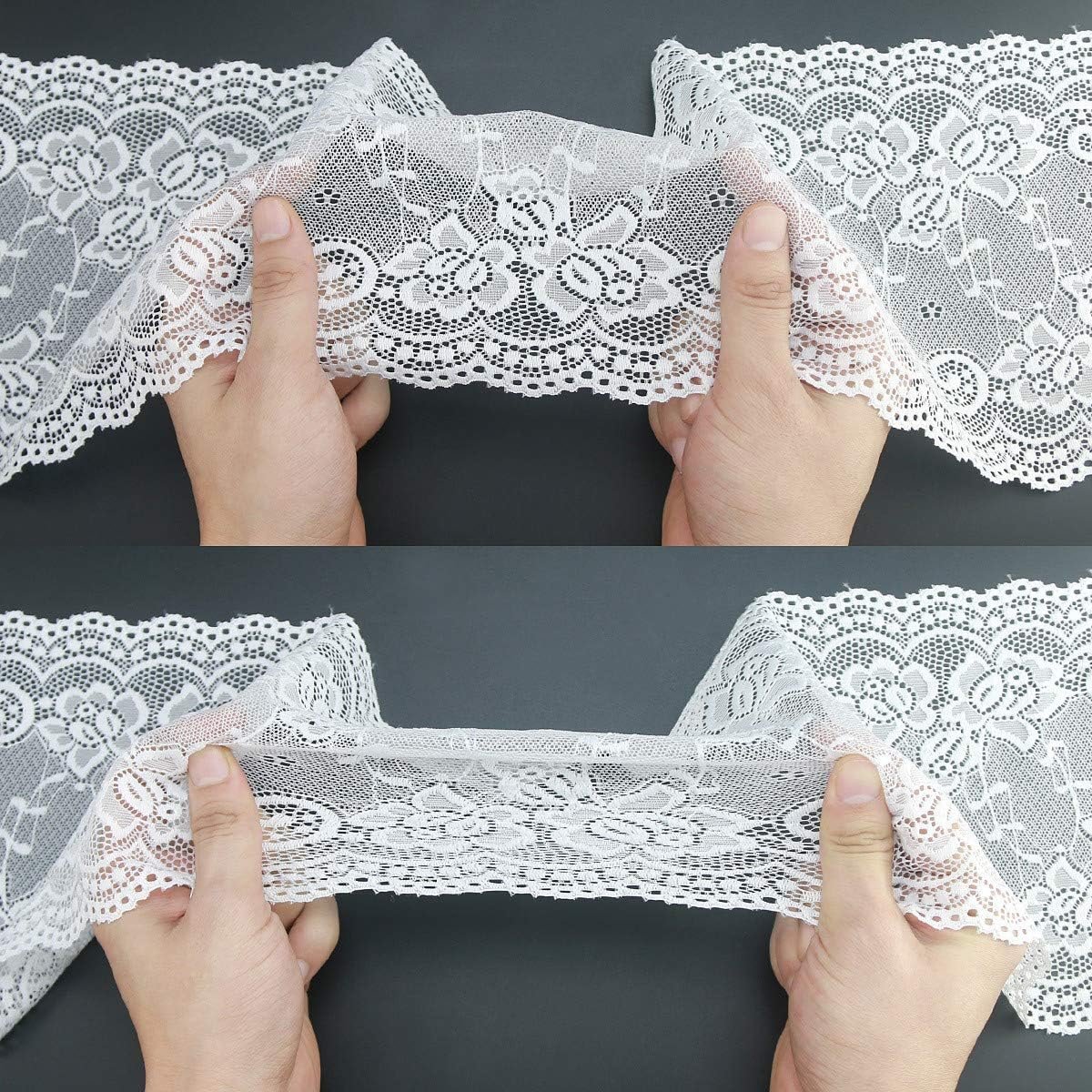 Soft Wide White Lace Fabric Sewing Lace Ribbon Trim Elastic Elastic Lace