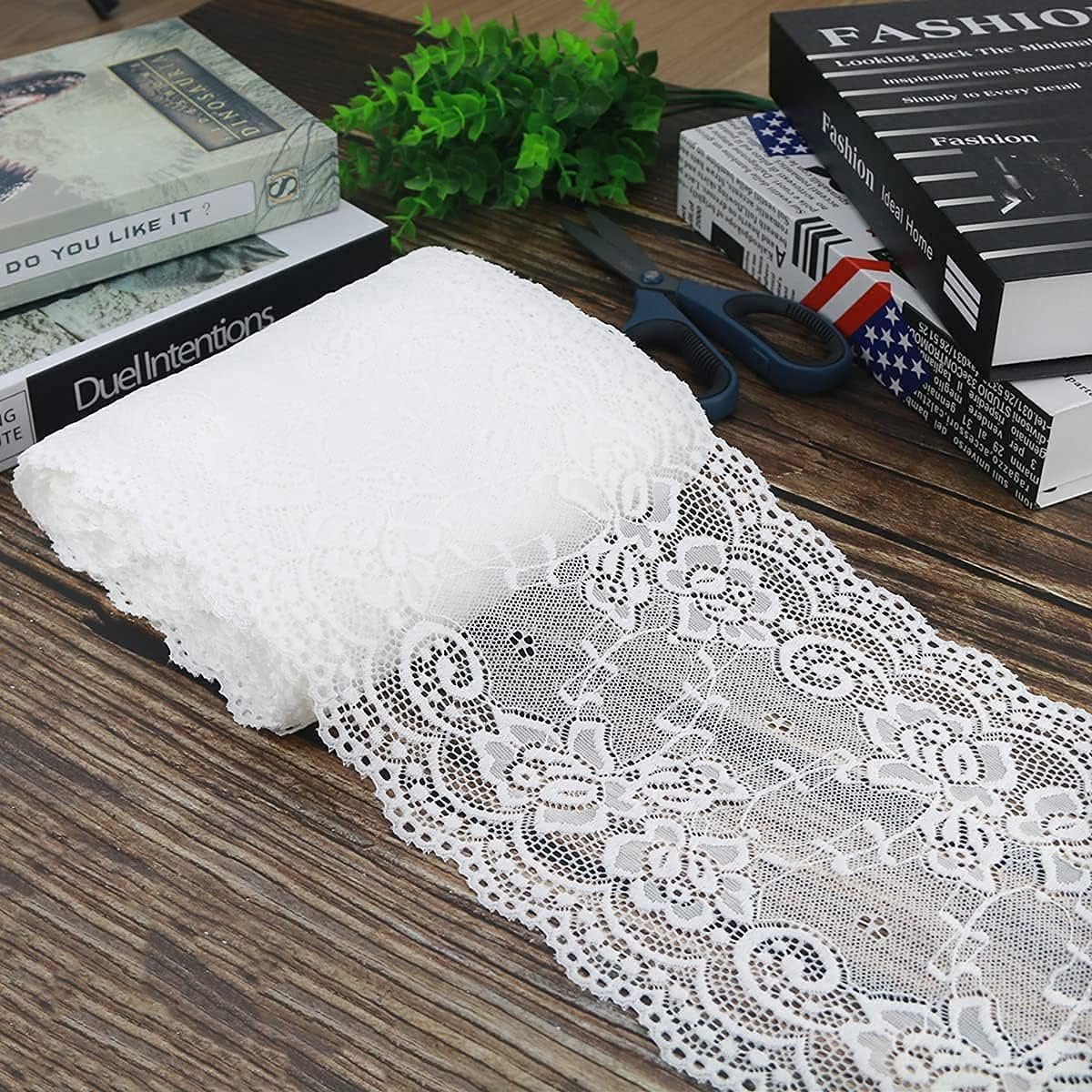 Soft Wide White Lace Fabric Sewing Lace Ribbon Trim Elastic Elastic Lace