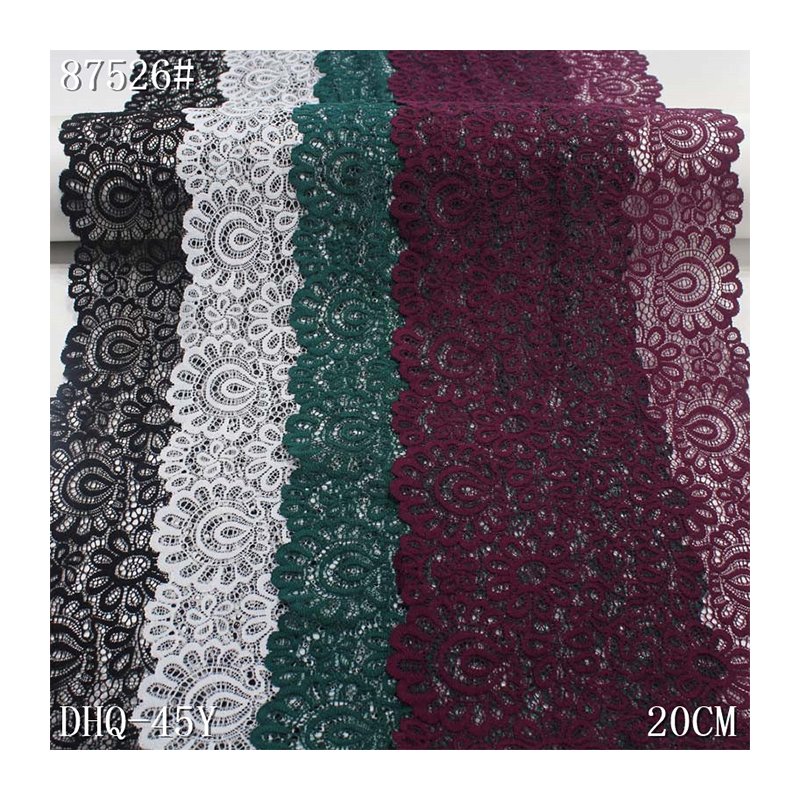 OEM Soft 20cm White Black Spandex Elastic underwear Lace Flower Mesh nylon Stretch elastic Lace trim fabric For lingerie Bra