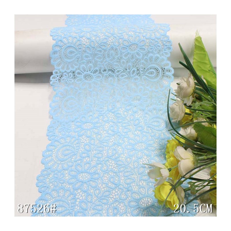 OEM Soft 20cm White Black Spandex Elastic underwear Lace Flower Mesh nylon Stretch elastic Lace trim fabric For lingerie Bra