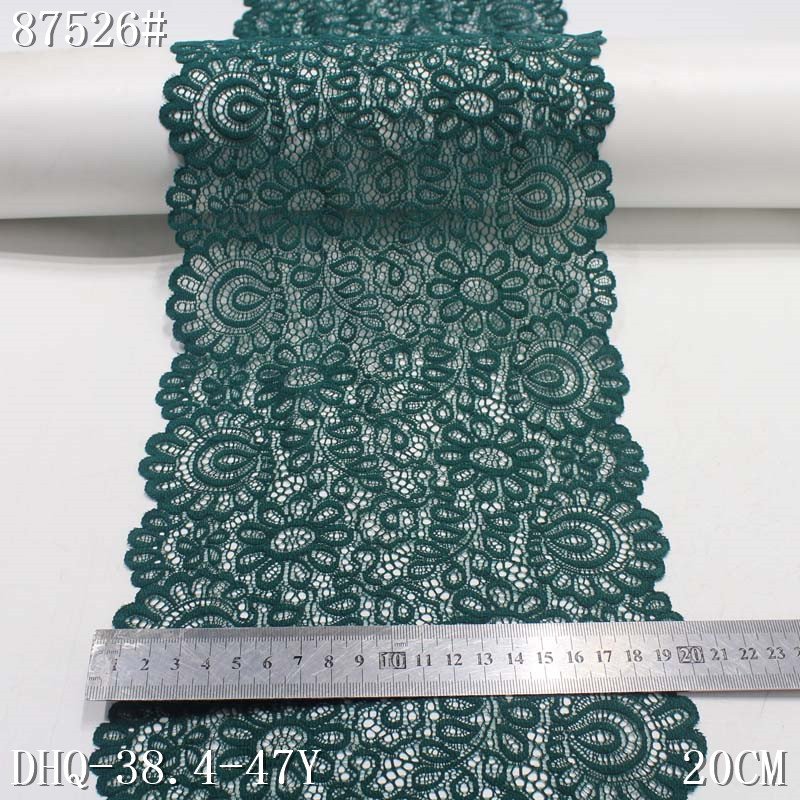 OEM Soft 20cm White Black Spandex Elastic underwear Lace Flower Mesh nylon Stretch elastic Lace trim fabric For lingerie Bra