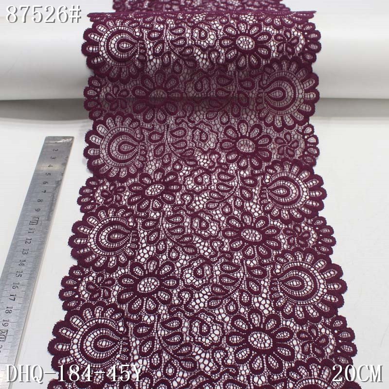OEM Soft 20cm White Black Spandex Elastic underwear Lace Flower Mesh nylon Stretch elastic Lace trim fabric For lingerie Bra