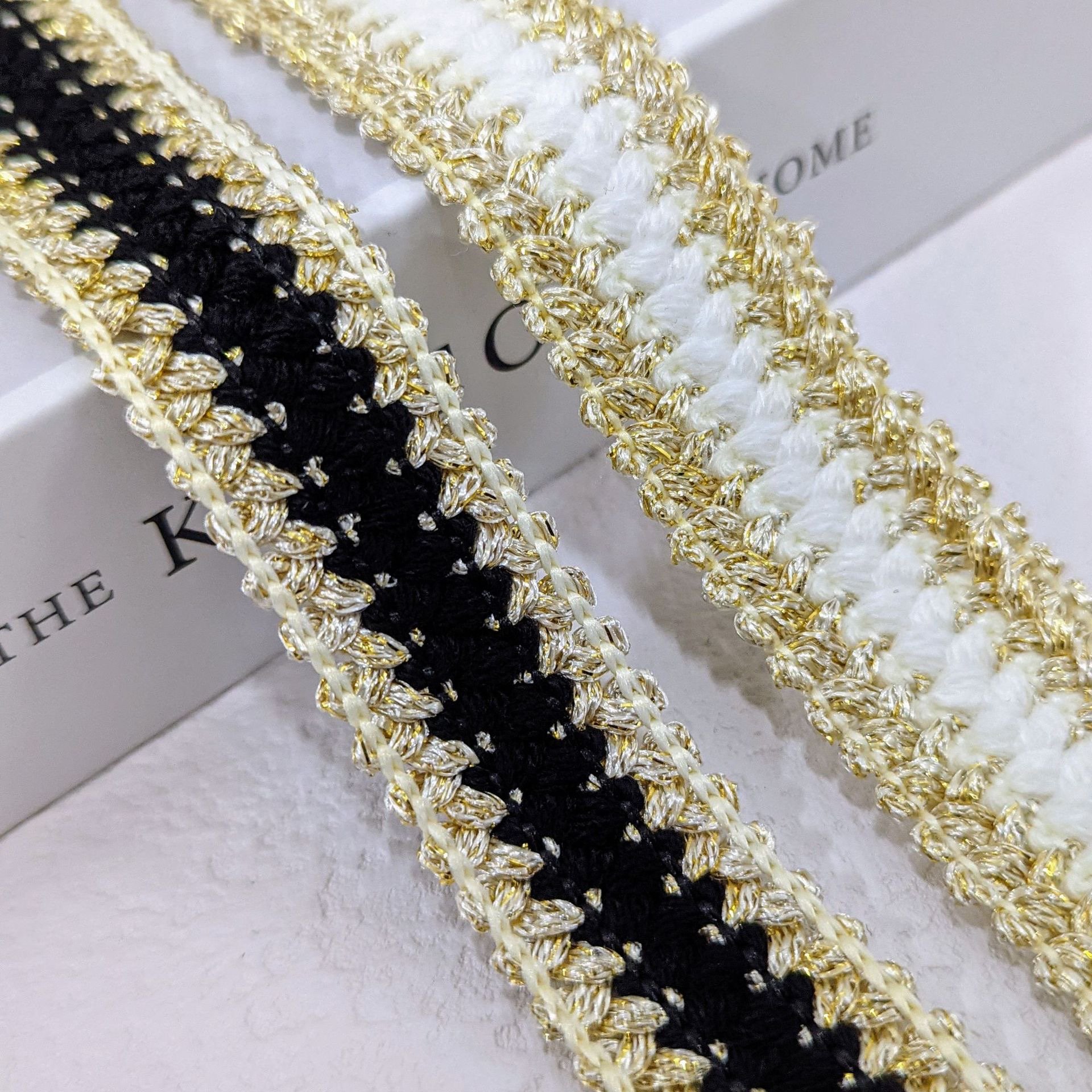 23mm Garment Accessories Sewing Lace Ribbon Glitter Metallic Gold Silver Braided Textile Webbing Trims For Coat Hem Cuff