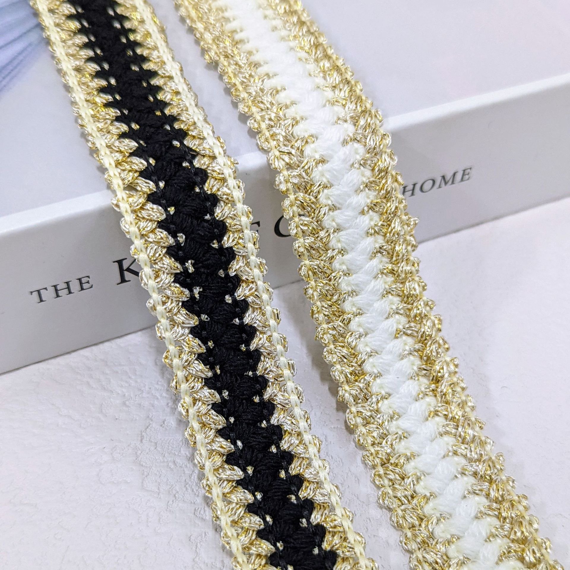 23mm Garment Accessories Sewing Lace Ribbon Glitter Metallic Gold Silver Braided Textile Webbing Trims For Coat Hem Cuff