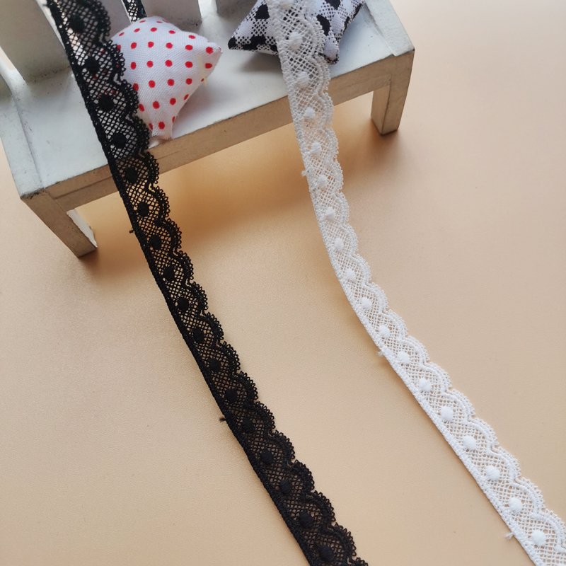Water Soluble 100% Polyester Trimming Chemical Embroidered White Lace Trim 1.3cm width Sewing Trim Lace