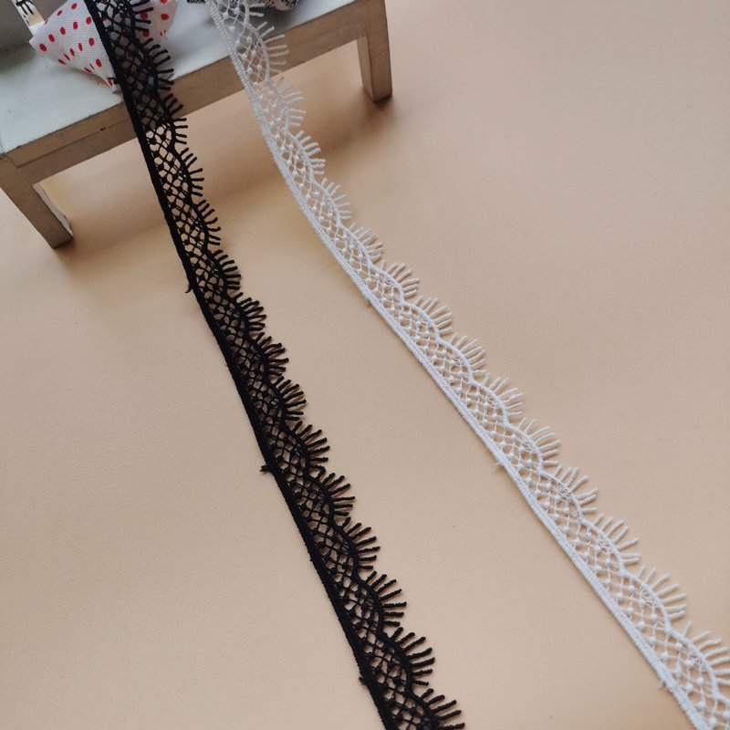 Water Soluble 100% Polyester Trimming Chemical Embroidered White Lace Trim 1.3cm width Sewing Trim Lace