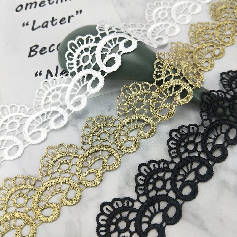 wholesale Luxury 38mm gold Lace Trim Water Soluble embroidery wave Lace ribbon fabric for Wedding Dress clothes Decoration XY26