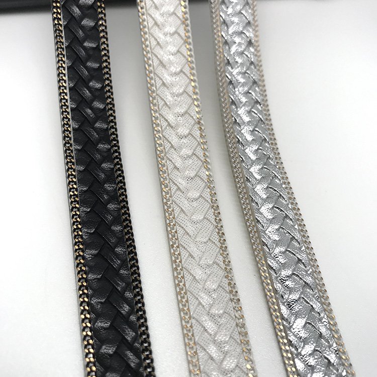 2021 new hot sale fashion garment decoration PU leather trim hot fix rhinestone trim for shoe garment etc