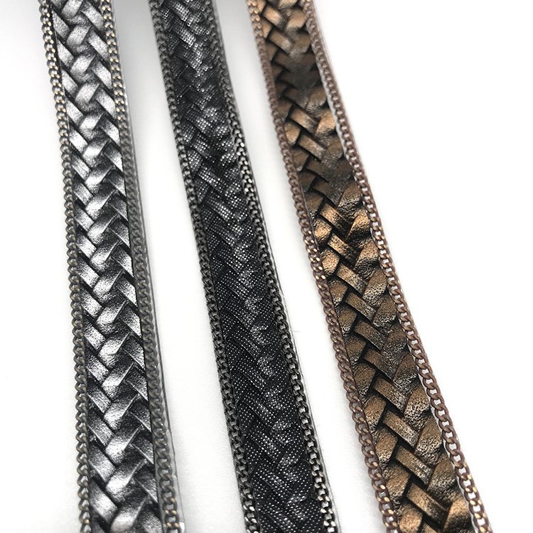 2021 new hot sale fashion garment decoration PU leather trim hot fix rhinestone trim for shoe garment etc