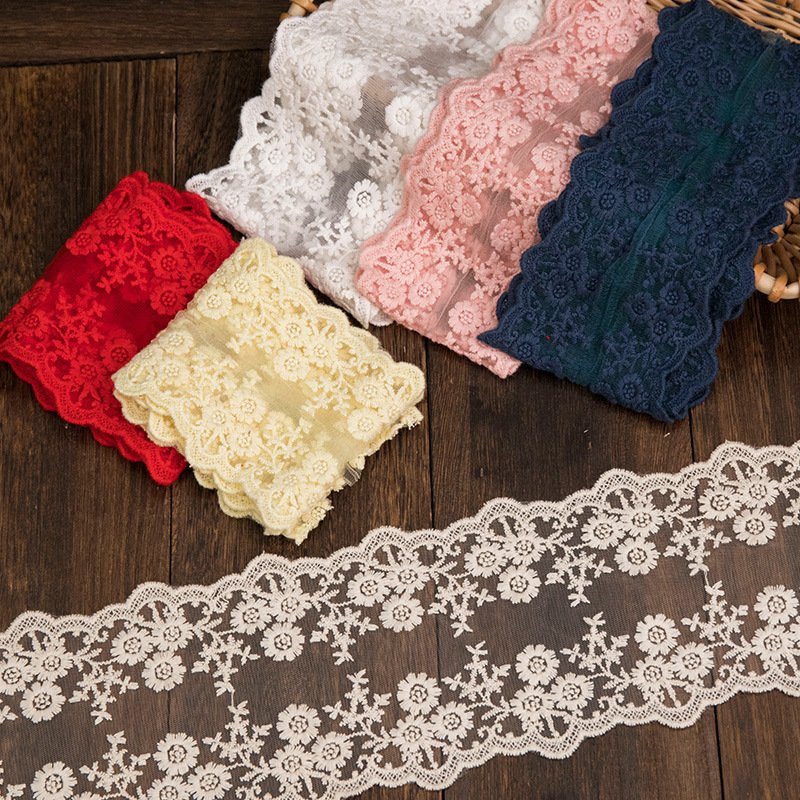ZSY 11CM wide Colour lace sheer mesh bow Hair accessories diy accessories double rose lace trim