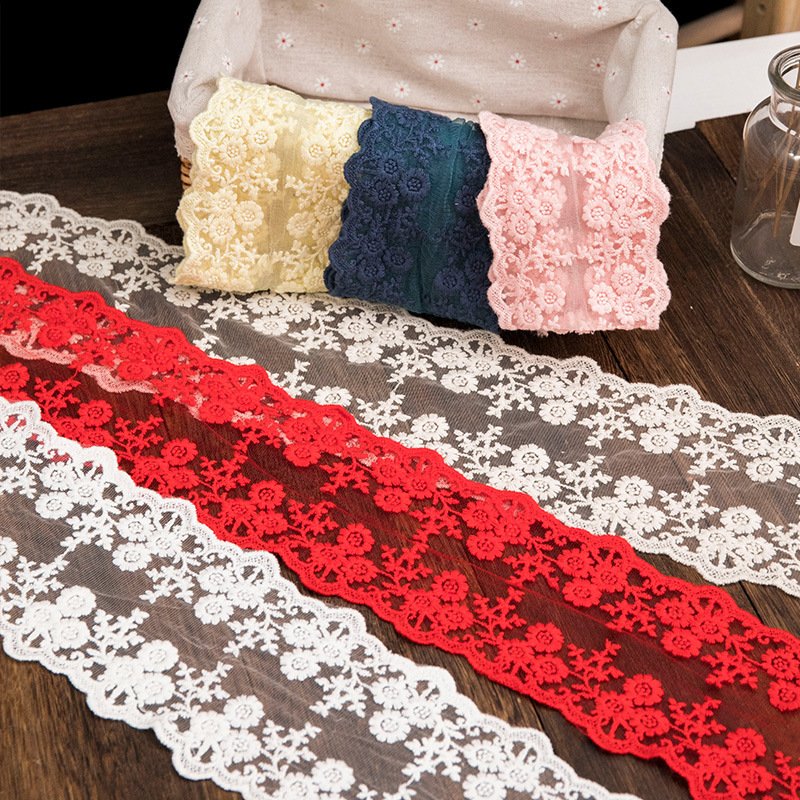 ZSY 11CM wide Colour lace sheer mesh bow Hair accessories diy accessories double rose lace trim