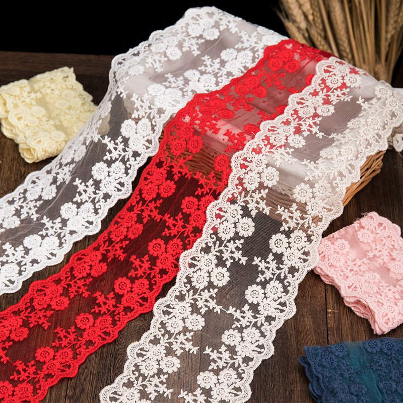 ZSY 11CM wide Colour lace sheer mesh bow Hair accessories diy accessories double rose lace trim