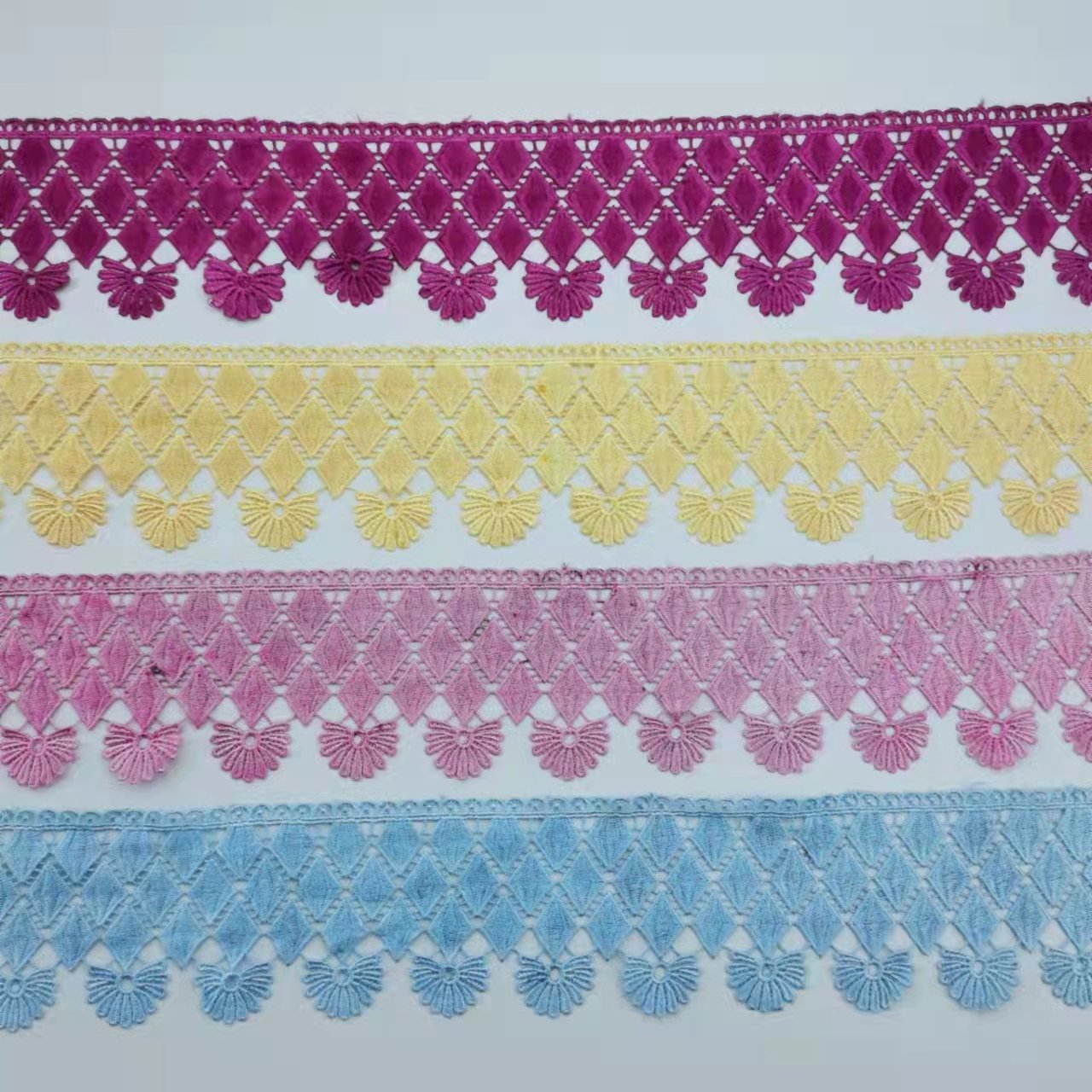Wholesale factory best price dye color 100%polyester lace milk yarm lace trimming