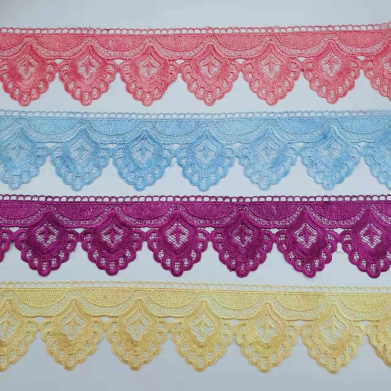 Wholesale factory best price dye color 100%polyester lace milk yarm lace trimming