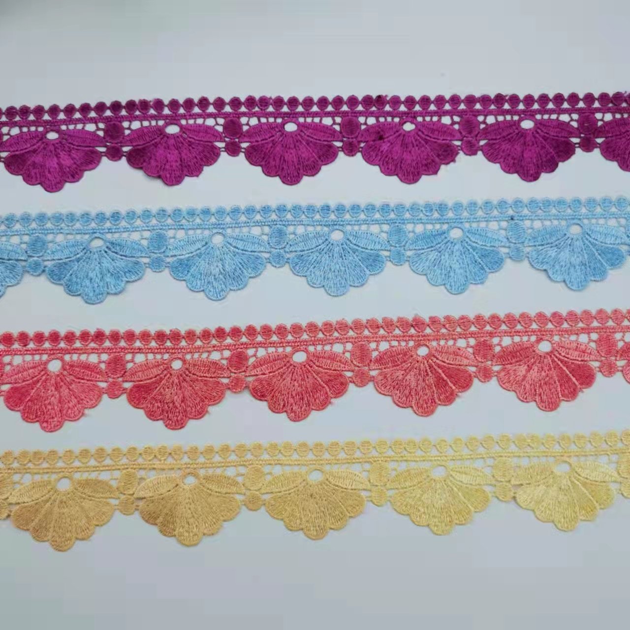 Wholesale factory best price dye color 100%polyester lace milk yarm lace trimming