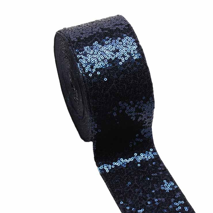 New Color 3 Inch 75mm Sparkly Fabric Glitter Small Sequin Trim Ribbon for bows
