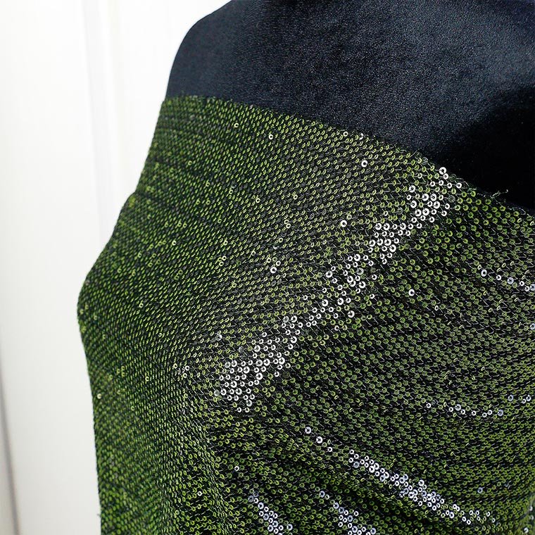 two color beads two needle polyester thread net bottom water soluble technology sequin embroidery fabric