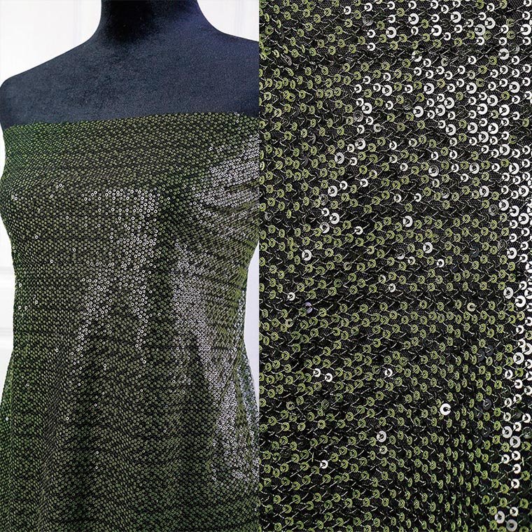 two color beads two needle polyester thread net bottom water soluble technology sequin embroidery fabric