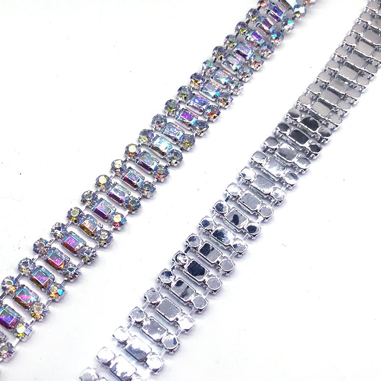 Wholesale sewing accessories acrylic stone trimming rhinestone trim in Crystal AB color for costume decoration