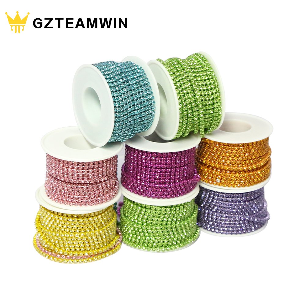 Wholesale Custom Garment Clothes Accessories Mental Welding Decorative Bling Diamond Claw Glass Crystal Rhinestone Chain Trim