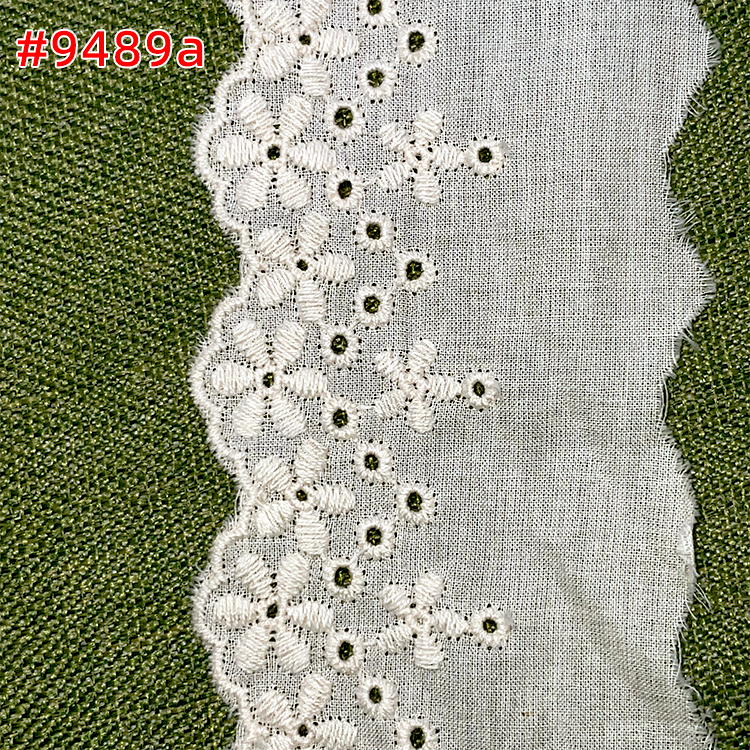 High quality cotton eyelet lace trim for women Tejido de algodon decorative lace trim