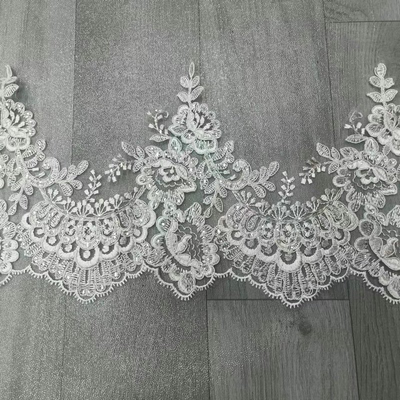 Luxury white bridal french lace embroidered bridal Lace trim for wedding dress