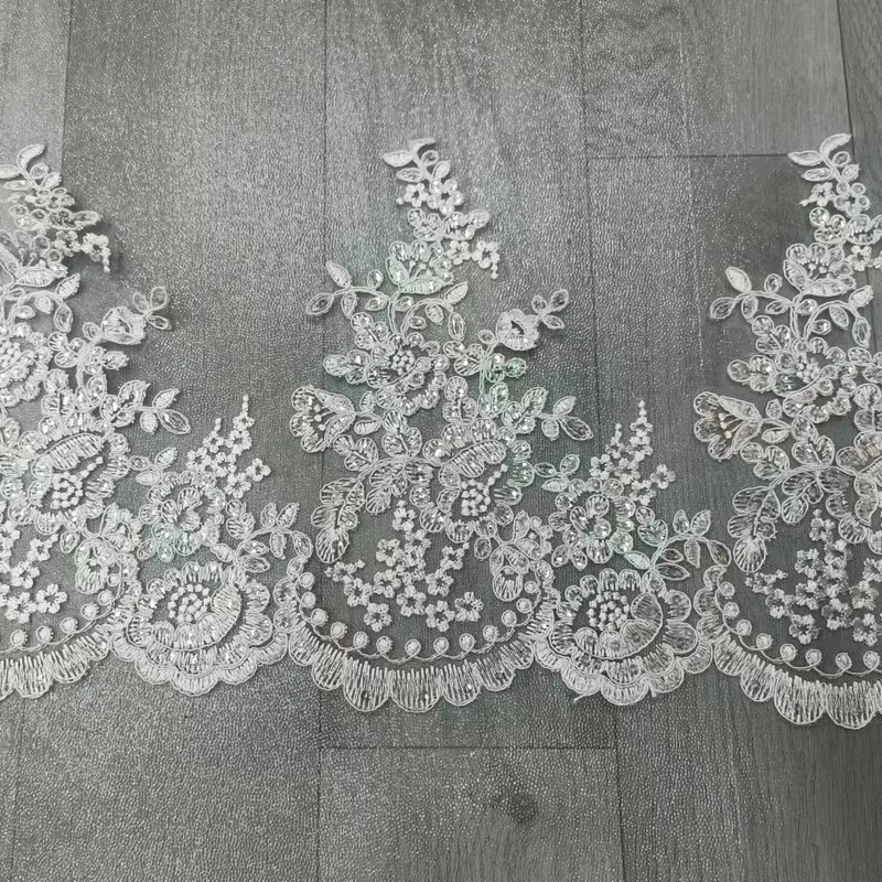 Luxury white bridal french lace embroidered bridal Lace trim for wedding dress