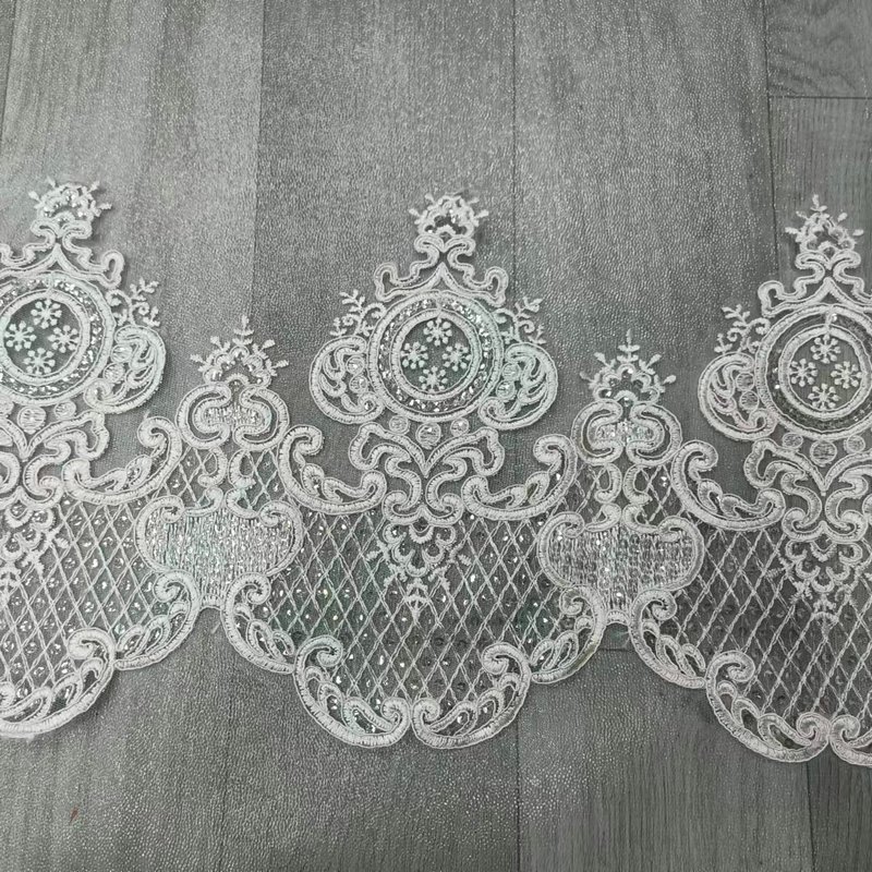 Luxury white bridal french lace embroidered bridal Lace trim for wedding dress