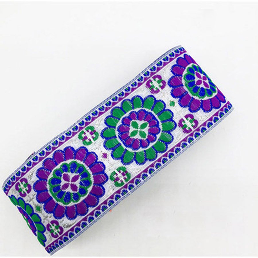 COOMAMUU 5cm Webbing Lace Trim 5cm Ethnic Embroidery Ribbon Chinese Style Flower Curtain Lace for DIY Clothes Bag Accessories