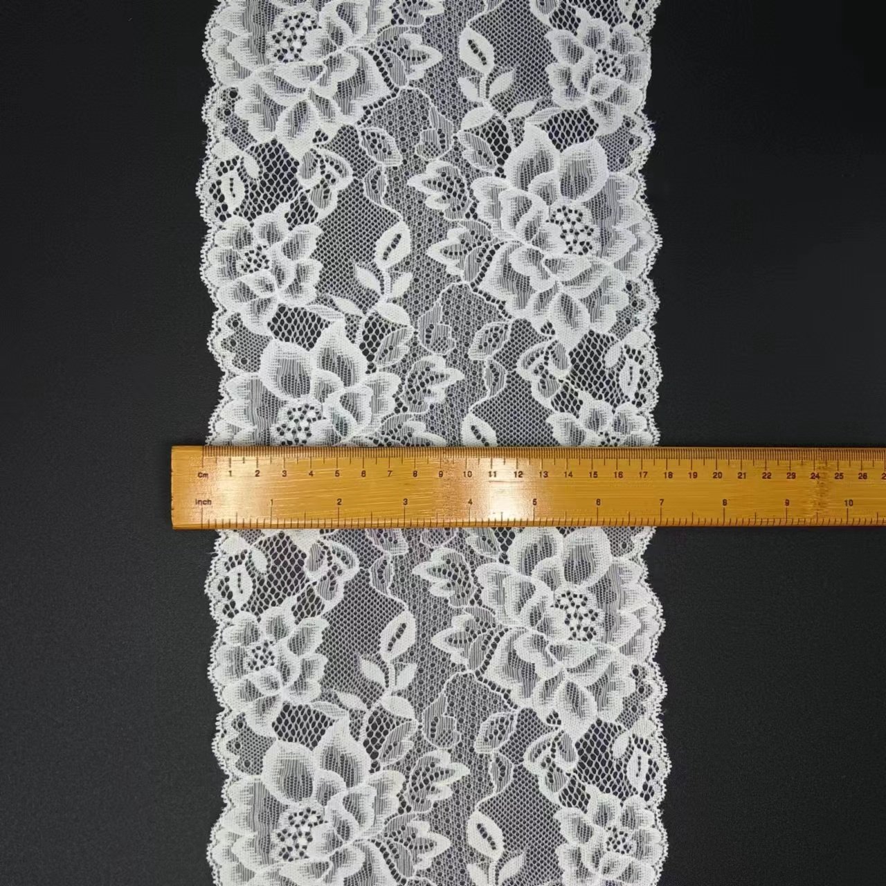 18 cm White Voile Floral Tulle Lace Trim Elastic Nylon Spandex Fabric Sewing French-Style Underwear Floral Pattern Flower