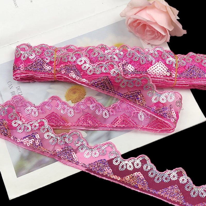 Curtain fabric lace colored Gold Sequins Border Lace Fabric Embroidery Colorful Border Lace Trimming For Women Dress